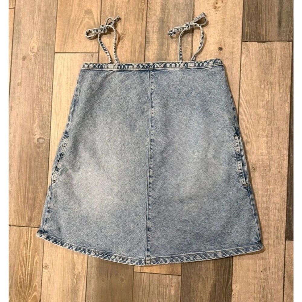 Cotton On Denim Shift Mini Dress with Tie Straps